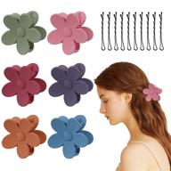 🌺 set of 6 flower shaped matte hair claw clips - non-slip, strong hold plastic accessories for women & girls logo