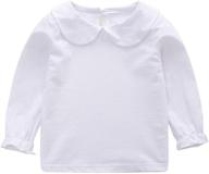 solid color doll collar long sleeve baby girl kids blouse t-shirt top bottom logo