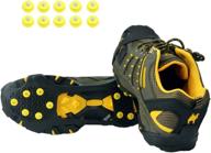 🥾 longluosi ice grips - non-slip ice & snow cleats over shoe/boot traction cleat with rubber spikes - anti slip 10 steel studs slip-on stretch footwear for hiking and walking logo