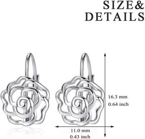 img 2 attached to 🌸 Daisy, Rose, Lotus, and Sunflower Sterling Silver Gold Plated Filigree Flower Leverback Dangle Earrings for Women and Girls by LUHE