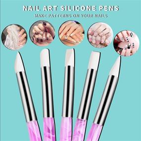 img 2 attached to 🖌️ BQAN Set of 5 Nail Art Silicone Pens with Acrylic Handles for Gel Nail Art Carving and Drawing Brushes