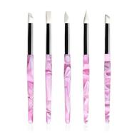 🖌️ bqan set of 5 nail art silicone pens with acrylic handles for gel nail art carving and drawing brushes logo