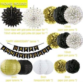 img 2 attached to 🖤 Black Gold Wedding Anniversary Party Decorations: Happy Anniversary Banner, Pom Poms, Paper Lanterns, and Fans for an Unforgettable Celebration