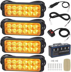 img 4 attached to 🚨 Linkitom 4PCS Super Bright 12-LED Emergency Strobe Lights - 12-24V Sync Feature, Amber