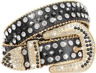 🤠 stylish black cowgirl waist belt with rhinestones, bling, and studded leather details for jeans pants - size small logo