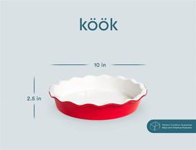 img 1 attached to 🥧 Kook 10-Inch Ceramic Pie Dish with Ruffled Wave Edge - Deep Dish Round Pie Pan/Plate for Baking Desserts, Cherry (42oz)
