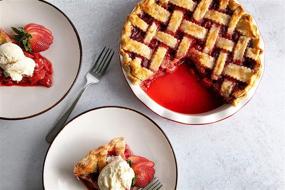 img 2 attached to 🥧 Kook 10-Inch Ceramic Pie Dish with Ruffled Wave Edge - Deep Dish Round Pie Pan/Plate for Baking Desserts, Cherry (42oz)