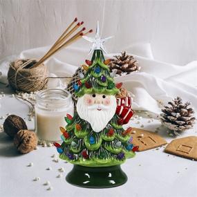 img 1 attached to 🎄 11-Inch Ceramic Christmas Tree by Sunnyglade with 50 Multicolored Lights and 1 Star Topper – Tabletop, Desk, and Classic Series Christmas Decoration