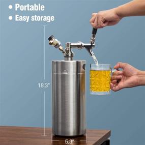 img 2 attached to 🍺 TMCRAFT 128oz Mini Keg Growler: Pressurized Stainless Steel Home Keg Kit with Updated Co2 Regulator - Keeps Homebrew, Craft and Draft Beer Fresh and Carbonated