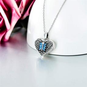 img 3 attached to Sterling Silver Heart Locket: Forever in My Heart Photo Necklace for Women with 2 Picture Holders