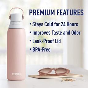 img 1 attached to 🌹 Brita Premium Double Insulated Stainless Steel Water Bottle with Filter, 20 Ounce Capacity, BPA Free, Rose