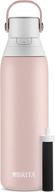 🌹 brita premium double insulated stainless steel water bottle with filter, 20 ounce capacity, bpa free, rose logo