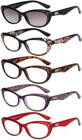 img 4 attached to Liansan Women Reading Glasses - 5 Pairs Cat Eye Prescription Eyeglasses for Comfortable Vision with L3705x