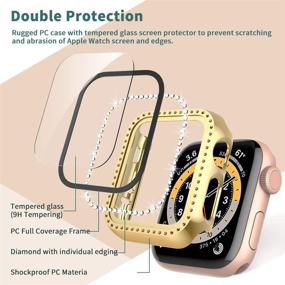 img 3 attached to 💎 Золотой блестящий кристальный алмазный корпус для часов Apple Watch Series 3/2/1 38 мм с встроенным защитным стеклом для экрана [2 упаковки]