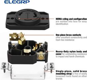 img 2 attached to 🔌 ELEGRP NEMA L6-30R Flush Mounting Locking Receptacle, Twist Lock Generator Socket/Outlet, 30 Amp 250V 2 Pole 3 Wire Grounding, Heavy Duty Industrial Grade, UL Listed (1 Pack, Black) - Enhanced SEO