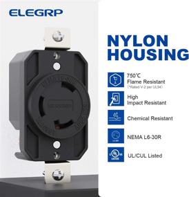 img 3 attached to 🔌 ELEGRP NEMA L6-30R Flush Mounting Locking Receptacle, Twist Lock Generator Socket/Outlet, 30 Amp 250V 2 Pole 3 Wire Grounding, Heavy Duty Industrial Grade, UL Listed (1 Pack, Black) - Enhanced SEO