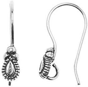 img 1 attached to 💧 H20-9297FY Earring Hooks Ear Wires with Bali Style Teardrop Detail, Antiqued Silver - Pack of 5