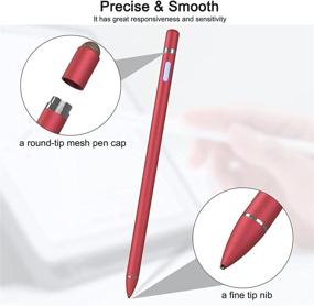 img 3 attached to 🖊️ Красная стилус-ручка для сенсорных экранов - цифровой карандаш с тонкой точечной стилистикой, ёмкостный перо совместимое с iPhone, iPad Pro, Air, Mini, Android, Microsoft Surface и другими планшетами
