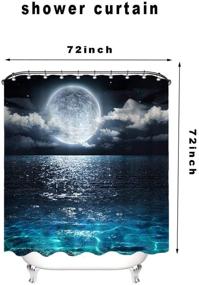 img 1 attached to VividHome 4PCS Shower Curtain Sets: Full Moon Ocean Landscape Polyester Curtain with 12 Hooks, Non-Slip Rugs, Bathroom Mats Set, Toilet Lid Cover & Bath Mat