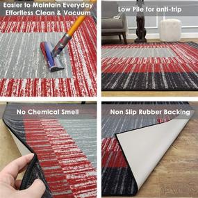 img 1 attached to 🔴 Non Slip Kitchen Rugs and Mats - Red Grey Border Striped Indoor Rubber Backed Doormat