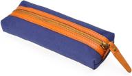 zlyc slim canvas pencil case pouch compact zipper pen case simple stationery bag (blue2) logo