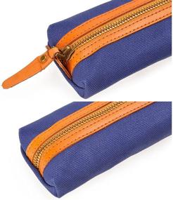 img 1 attached to ZLYC Slim Canvas Pencil Case Pouch Compact Zipper Pen Case Simple Stationery Bag (Blue2)