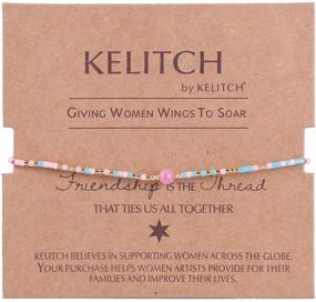 img 1 attached to Chic KELITCH Friendship Beaded Link Bracelet: Handmade Seed Beads Strand Bracelets & Anklets – Perfect Fashion Gift for Women in Elegant Black