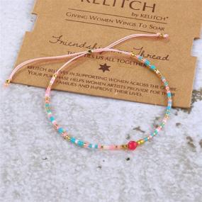 img 3 attached to Chic KELITCH Friendship Beaded Link Bracelet: Handmade Seed Beads Strand Bracelets & Anklets – Perfect Fashion Gift for Women in Elegant Black