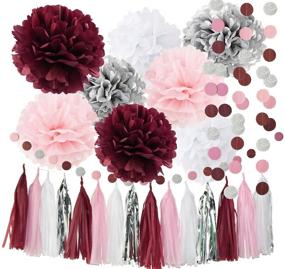 img 3 attached to 🎉 Qian's Party 2021 Graduation and Bridal Shower Decorations: Burgundy, Pink, White, Silver Wedding and Valentines Day Party Supplies