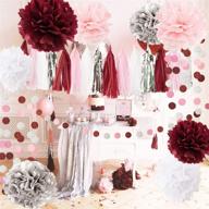 🎉 qian's party 2021 graduation and bridal shower decorations: burgundy, pink, white, silver wedding and valentines day party supplies logo