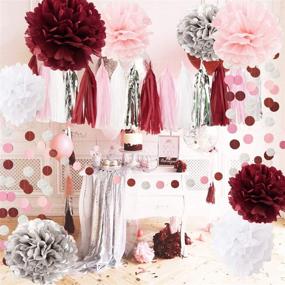 img 4 attached to 🎉 Qian's Party 2021 Graduation and Bridal Shower Decorations: Burgundy, Pink, White, Silver Wedding and Valentines Day Party Supplies