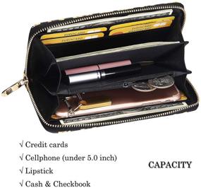 img 1 attached to 💼 Stylish and Functional: KUKOO Women’s Printed Zip Around Wallet Phone Clutch Purse Card Holder Organizer