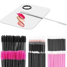 img 4 attached to 💄 Professional Makeup Mixing Palette Set with Spatula and 250 Disposable Makeup Applicators Tools Kit (Mascara Wands, Lipstick Applicators, Eyeliner Brushes)