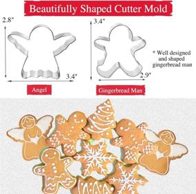 img 2 attached to 🎄 Set of 11 Christmas Cookie Cutters - Gingerbread Man, Snowflake, Angel, Tree, Reindeer, Santa, Snowman, Mitten, Ornament, Bell, Sock, Crutch for Kids - Stainless Steel Holiday Winter Stamp Gift (3 Pieces)