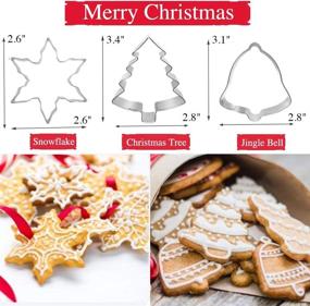 img 1 attached to 🎄 Set of 11 Christmas Cookie Cutters - Gingerbread Man, Snowflake, Angel, Tree, Reindeer, Santa, Snowman, Mitten, Ornament, Bell, Sock, Crutch for Kids - Stainless Steel Holiday Winter Stamp Gift (3 Pieces)