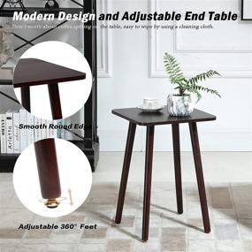 img 1 attached to 🪑 Modern Walnut Wooden Side Table for Living Room, Bedroom, and Balcony - Square Coffee Tea End Table, Nightstand with Easy Assembly - Stylish Home Decor