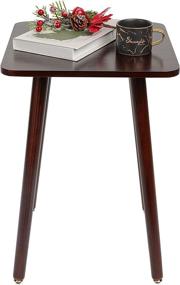 img 4 attached to 🪑 Modern Walnut Wooden Side Table for Living Room, Bedroom, and Balcony - Square Coffee Tea End Table, Nightstand with Easy Assembly - Stylish Home Decor