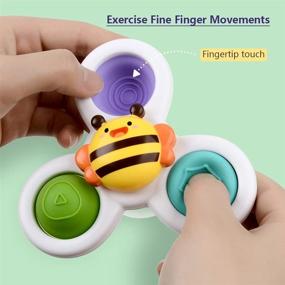 img 2 attached to 🔘 Suction Cup Spinner Toys for Babies and Toddlers, Sensory Dimple Toys for Bath Time - Spinning Top Toy for 1-3 Year Old Boys and Girls (Includes Free Rattle)
