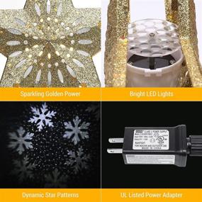 img 1 attached to Lighted Gold Christmas Tree Topper with Cool White Snowflake Projector | 3D Glitter Hollow Star Xmas Tree Topper | LED Christmas Treetop Projector Lights for Home Tree Holiday Party Decor