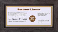 🖼️ space art deco brown frame for 4x9 business license/certificates: elegant d-shaped hangers & easel stand included (5x10 frame with black over gold double mat, set of 1) логотип