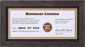 img 4 attached to 🖼️ Space Art Deco Brown Frame for 4x9 Business License/Certificates: Elegant D-Shaped Hangers & Easel Stand Included (5x10 Frame with Black Over Gold Double Mat, Set of 1)