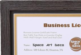 img 1 attached to 🖼️ Space Art Deco Brown Frame for 4x9 Business License/Certificates: Elegant D-Shaped Hangers & Easel Stand Included (5x10 Frame with Black Over Gold Double Mat, Set of 1)