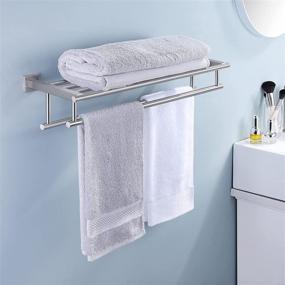 img 1 attached to 🛁 KES Bathroom Hotel Bath Towel Rack with Double Towel Bar - 23.3-Inch Wall Mount Shelf, Stainless Steel, Rustproof, Modern Brushed Finish - A2112S60-2