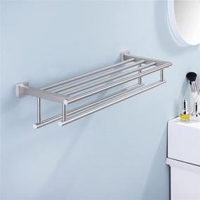 img 2 attached to 🛁 KES Bathroom Hotel Bath Towel Rack with Double Towel Bar - 23.3-Inch Wall Mount Shelf, Stainless Steel, Rustproof, Modern Brushed Finish - A2112S60-2