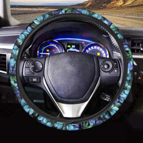 img 2 attached to 🐴 Stylish Horse Blue Aqua Flower Steering Wheel Cover for Women and Girls - Universal Car Interior Accessories