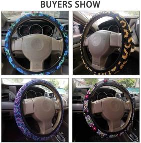 img 1 attached to 🐴 Stylish Horse Blue Aqua Flower Steering Wheel Cover for Women and Girls - Universal Car Interior Accessories