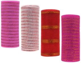 img 1 attached to 💖 Valentine's Day Decorative Mesh Bundle - 5 yards, 6 inch Width (Pack of 4)