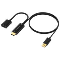 🔌 hdmi to displayport adapter: cablecreation 4k x 2k@60hz hdmi male to dp female converter for xbox one, vesa dual-mode displayport 1.2 and hdmi 1.4 compatible with usb power logo