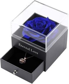 img 4 attached to 🌹 Eternal Rose Gift Box - Preserved Real Rose with Love Necklace, Handcrafted Floral Gift for Her on Birthday, Christmas, Mother's Day, Valentine's Day in Blue