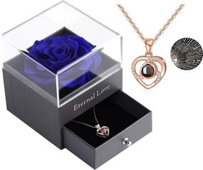 img 3 attached to 🌹 Eternal Rose Gift Box - Preserved Real Rose with Love Necklace, Handcrafted Floral Gift for Her on Birthday, Christmas, Mother's Day, Valentine's Day in Blue